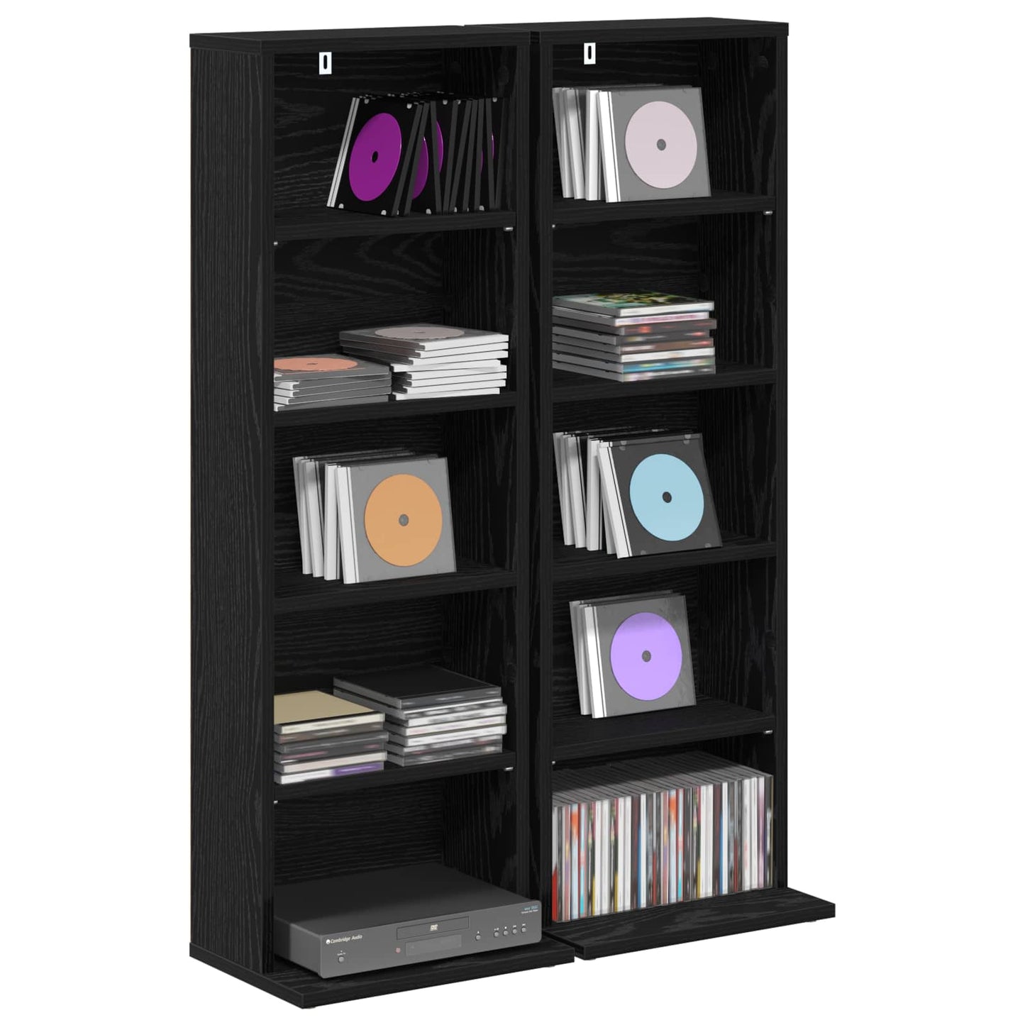 vidaXL Ντουλάπα CD 2 τμχ. Μαύρη Δρυς 33 x 23,5 x 97,5 εκ.