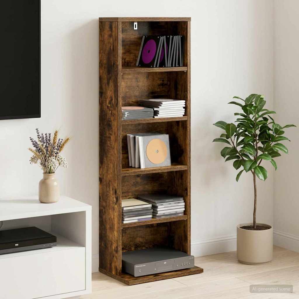 vidaXL Ντουλάπα CD Καπνισμένο Ξύλο Δρυός 33 x 23,5 x 97,5 εκ.