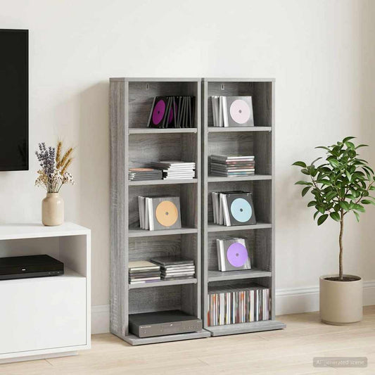 vidaXL Ντουλάπα CD 2 τμχ. Γκρι Sonoma 33 x 23,5 x 97,5 εκ.