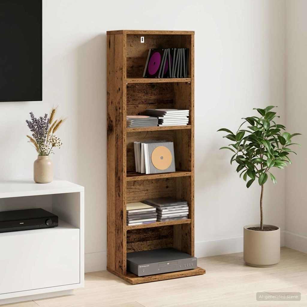 vidaXL Ντουλάπα CD Παλαιωμένο ξύλο 33 x 23,5 x 97,5 εκ.