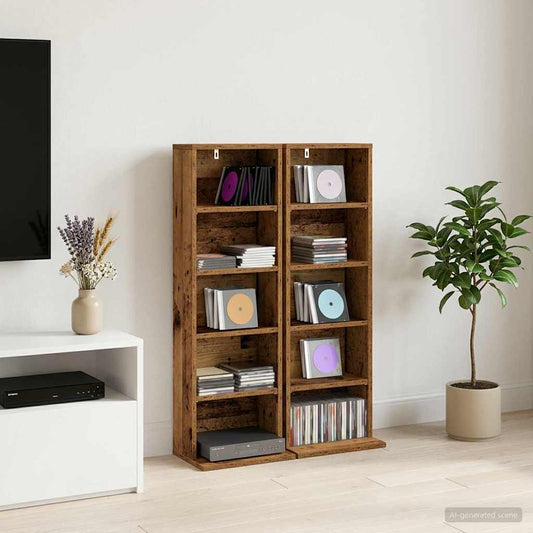 vidaXL Ντουλάπα CD 2 τμχ. Παλαιωμένο ξύλο 33 x 23,5 x 97,5 εκ.