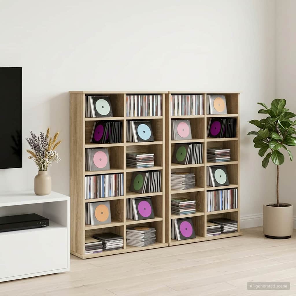 vidaXL Ντουλάπα CD 2 τμχ. Sonoma Δρυς 60 x 17 x 92 εκ.