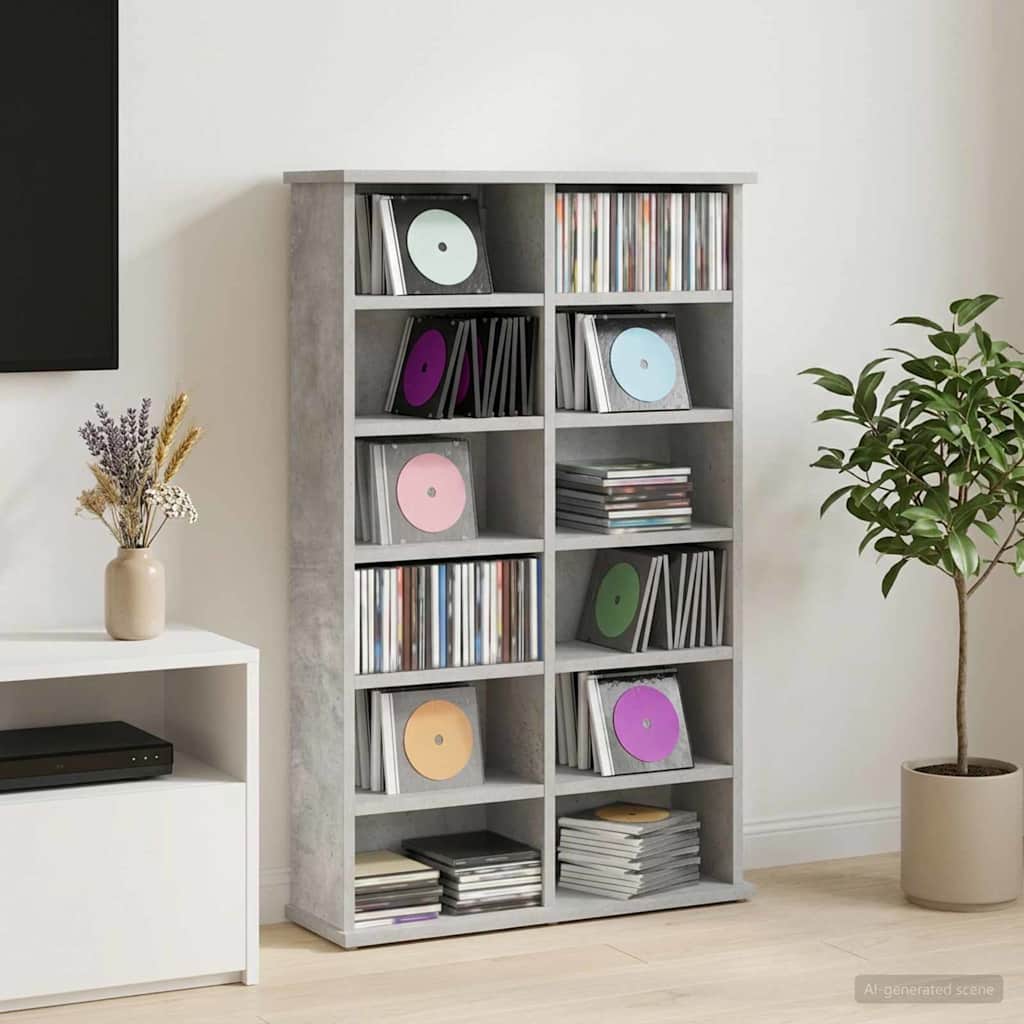 vidaXL Ντουλάπα CD Γκρι Σκυροδέματος 60 x 17 x 92 εκ.