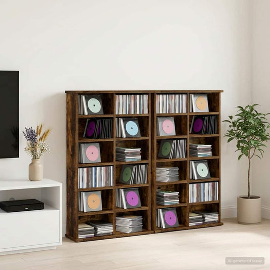 vidaXL Ντουλάπα CD 2 τμχ. Καπνισμένο Ξύλο Δρυός 60 x 17 x 92 εκ.