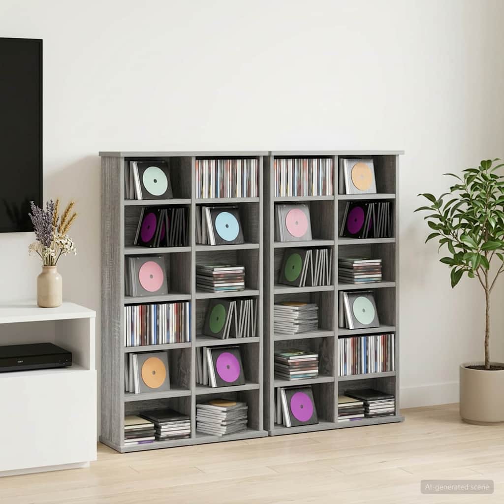 vidaXL Ντουλάπα CD 2 τμχ. Γκρι Sonoma 60 x 17 x 92 εκ.