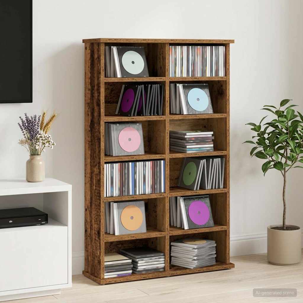 vidaXL Ντουλάπα CD Παλαιωμένο ξύλο 60 x 17 x 92 εκ. Επεξεργασμένο Ξύλο