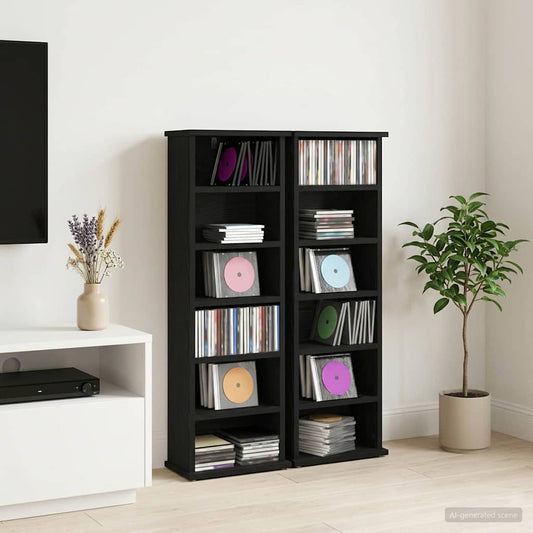vidaXL Ντουλάπα CD 2 τμχ. Μαύρη Δρυς 60 x 17 x 92 εκ.