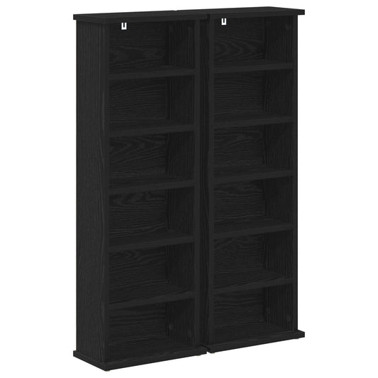 vidaXL Ντουλάπα CD 2 τμχ. Μαύρη Δρυς 60 x 17 x 92 εκ.