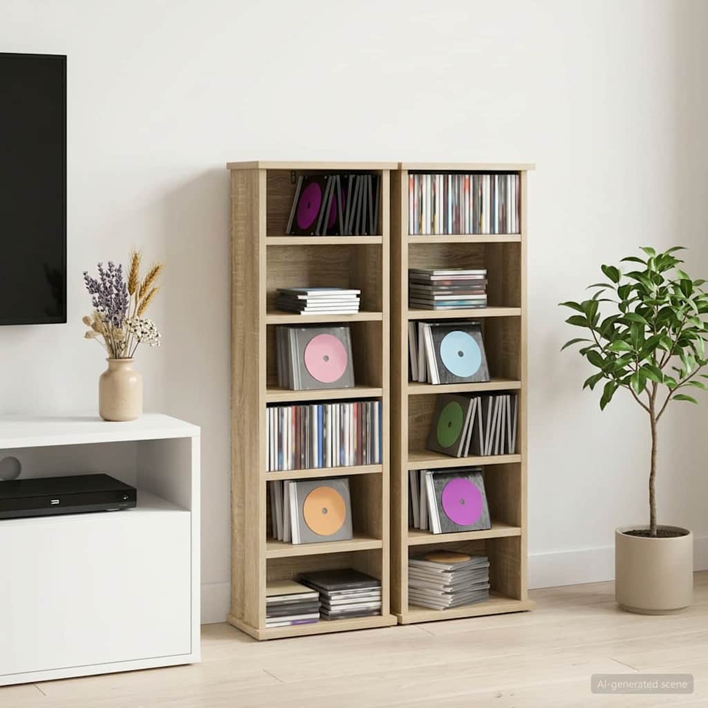 vidaXL Ντουλάπα CD 2 τμχ. Sonoma Δρυς 60 x 17 x 92 εκ.