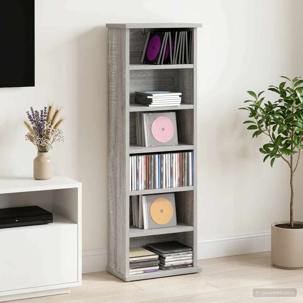 vidaXL Ντουλάπα CD Γκρι Sonoma 60 x 17 x 92 εκ. Επεξεργασμένο Ξύλο