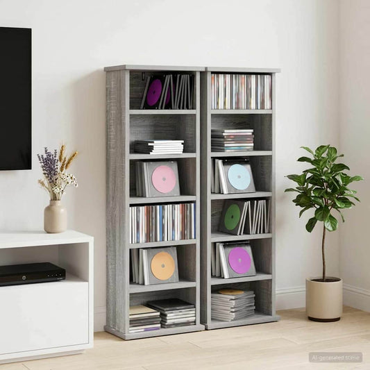 vidaXL Ντουλάπα CD 2 τμχ. Γκρι Sonoma 60 x 17 x 92 εκ.
