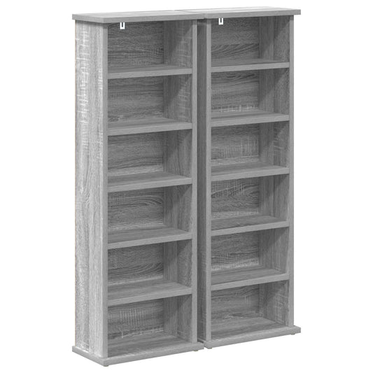 vidaXL Ντουλάπα CD 2 τμχ. Γκρι Sonoma 60 x 17 x 92 εκ.