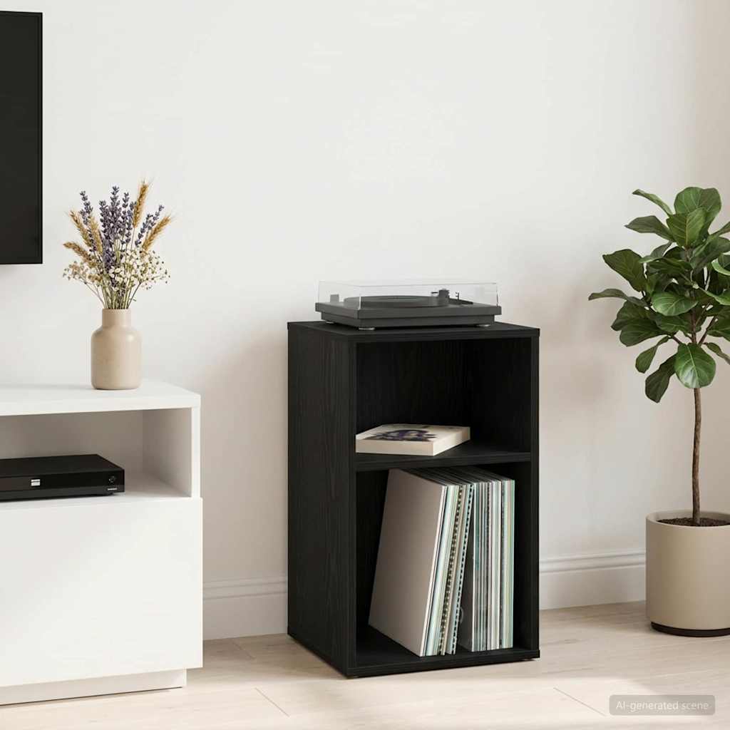 vidaXL Ντουλάπι δίσκων βινυλίου Μαύρη Δρυς 38 x 33 x 61 εκ