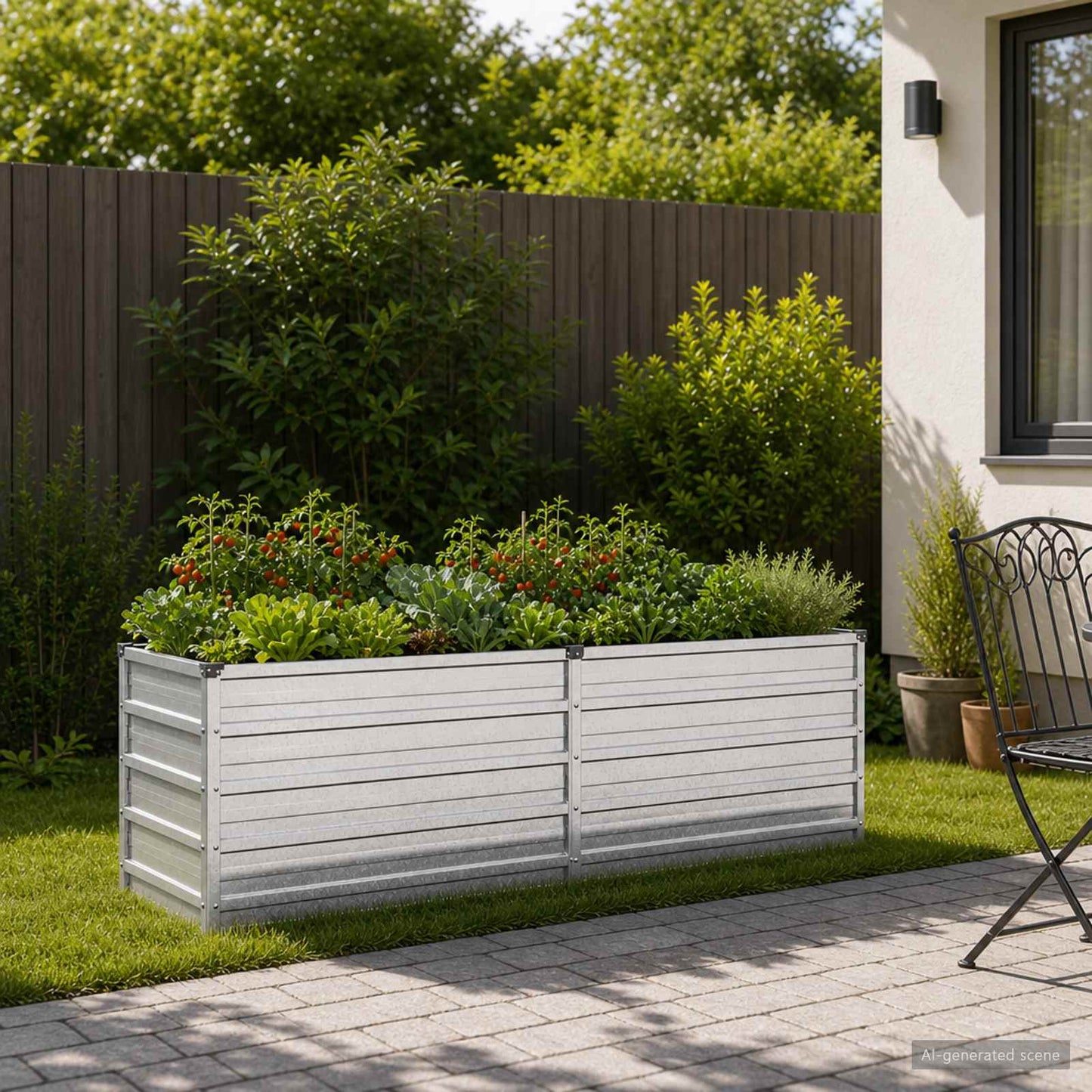 vidaXL Υψωμένο Κρεβάτι Κήπου Ασημί 160 x 40 x 55 εκ. γαλβανισμένο