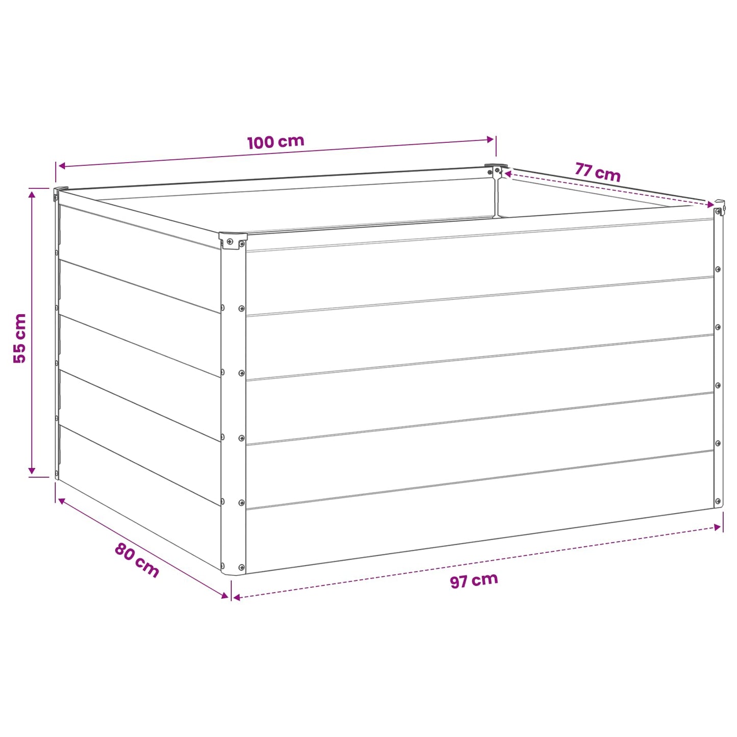 vidaXL Υψωμένο Κρεβάτι Κήπου Φυσικό 100 x 80 x 55 εκ.