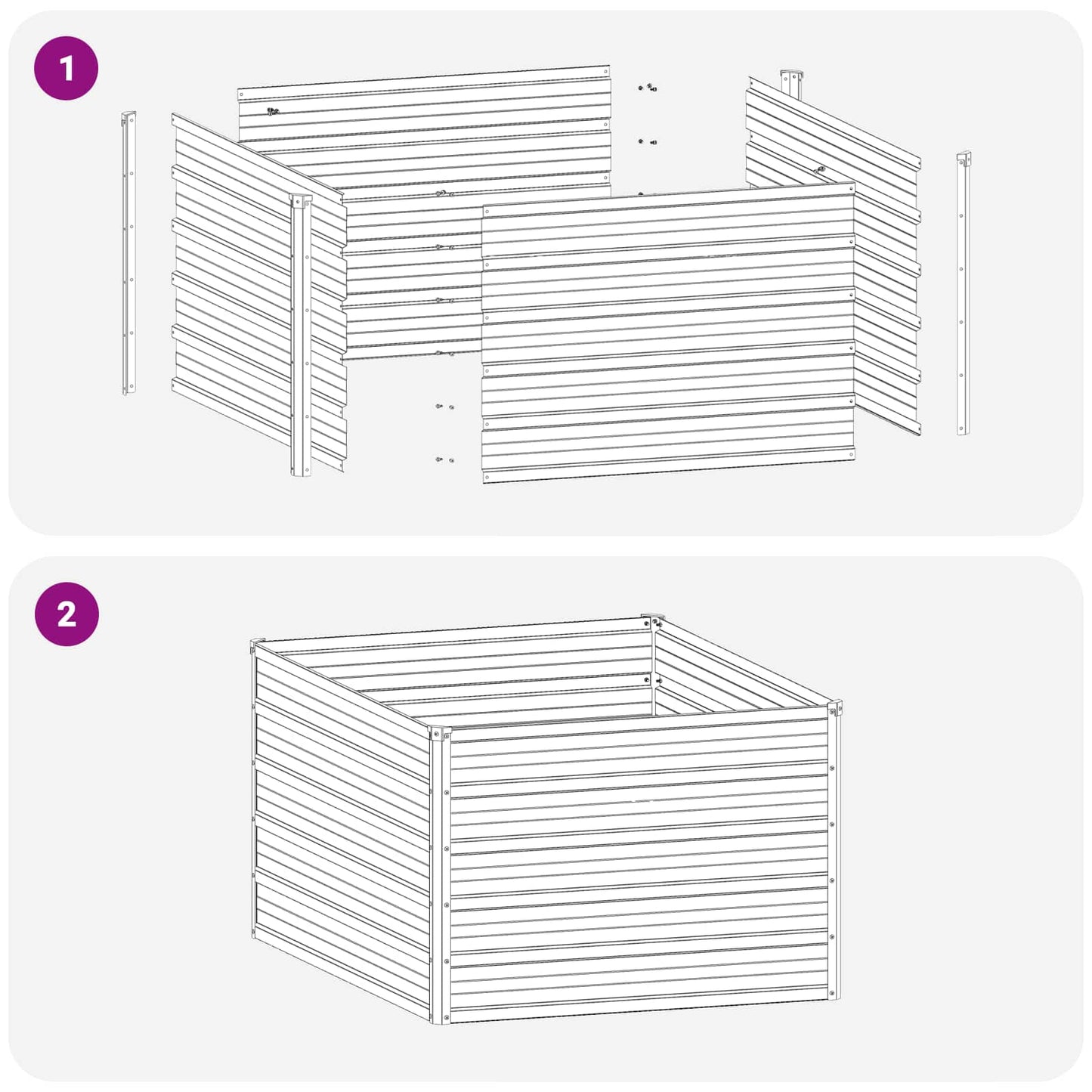 vidaXL Υψωμένο Κρεβάτι Κήπου Μαύρο 100 x 80 x 55 εκ.