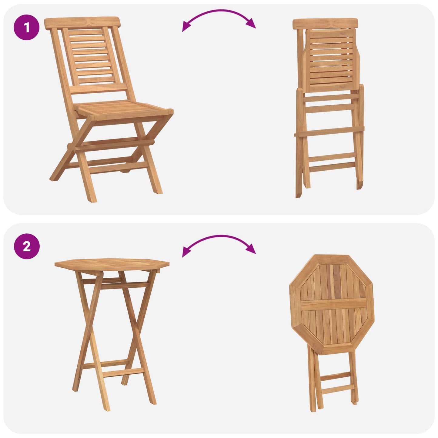 vidaXL Σετ Κήπου 5 τμχ. Καφέ Συμπαγές ξύλο teak
