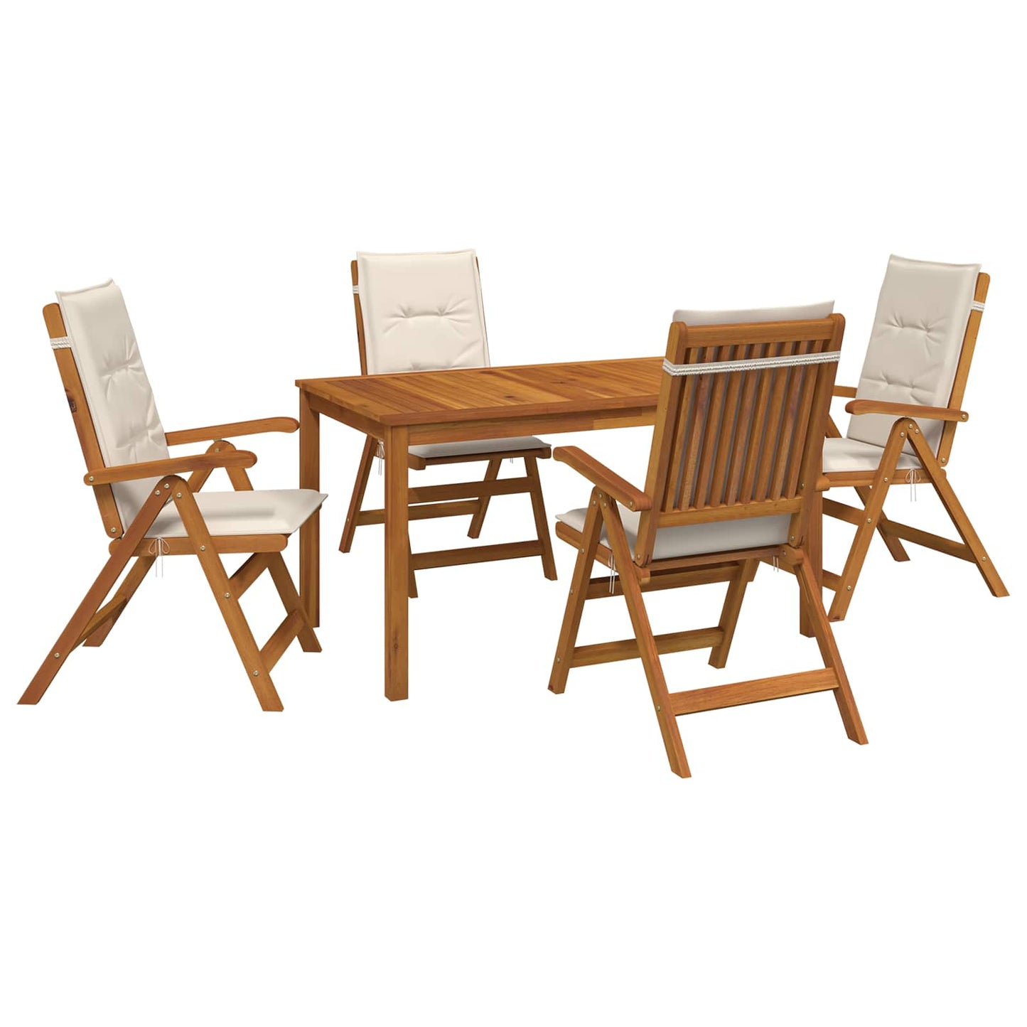 vidaXL 5-Piece Garden Dining Set Φυσικό Στερεό Ξύλο Ακακίας