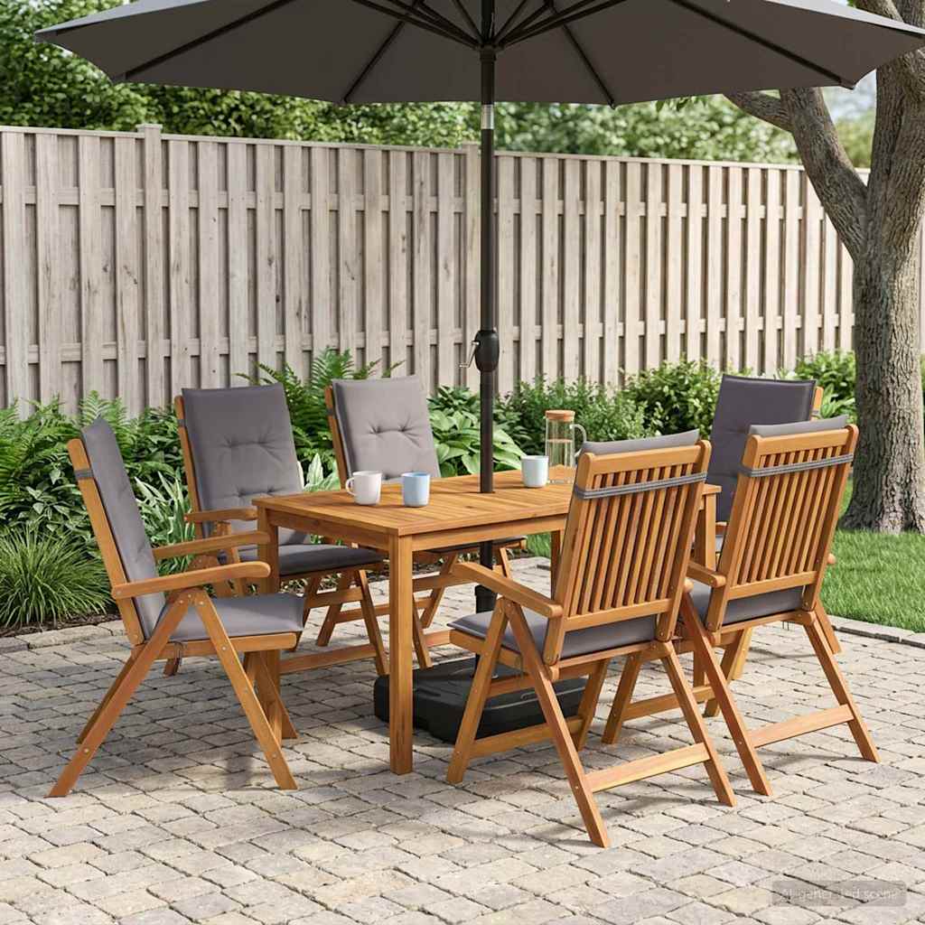 vidaXL 7-Piece Garden Dining Set Φυσικό Στερεό Ξύλο Ακακίας