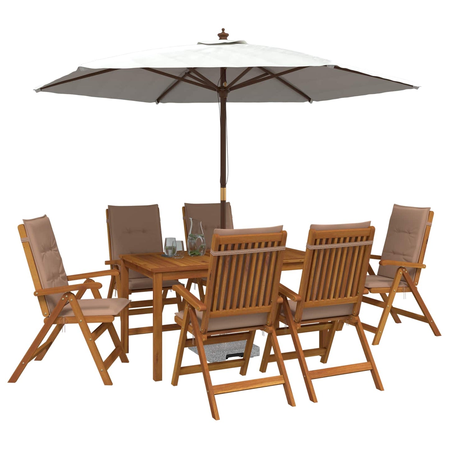 vidaXL 7-Piece Garden Dining Set Φυσικό Στερεό Ξύλο Ακακίας