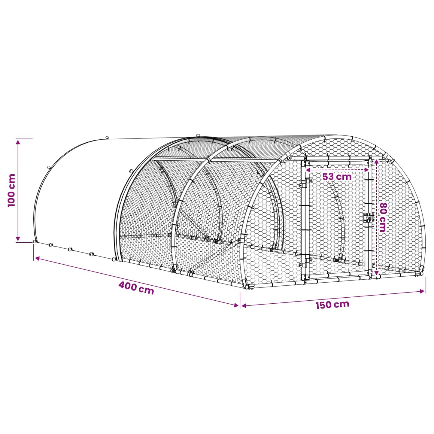 vidaXL Κοτέτσι Ασημί 400 x 150 x 100 εκ. Γαλβανισμένος Χάλυβας