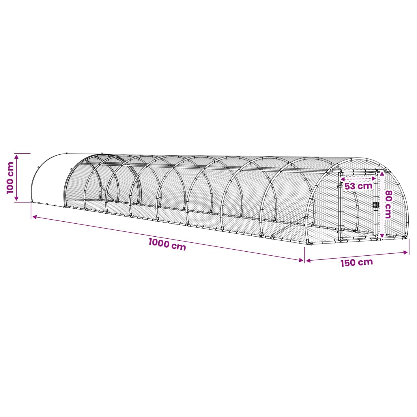 vidaXL Κοτέτσι Ασημί 1000 x 150 x 100 εκ. Γαλβανισμένος Χάλυβας