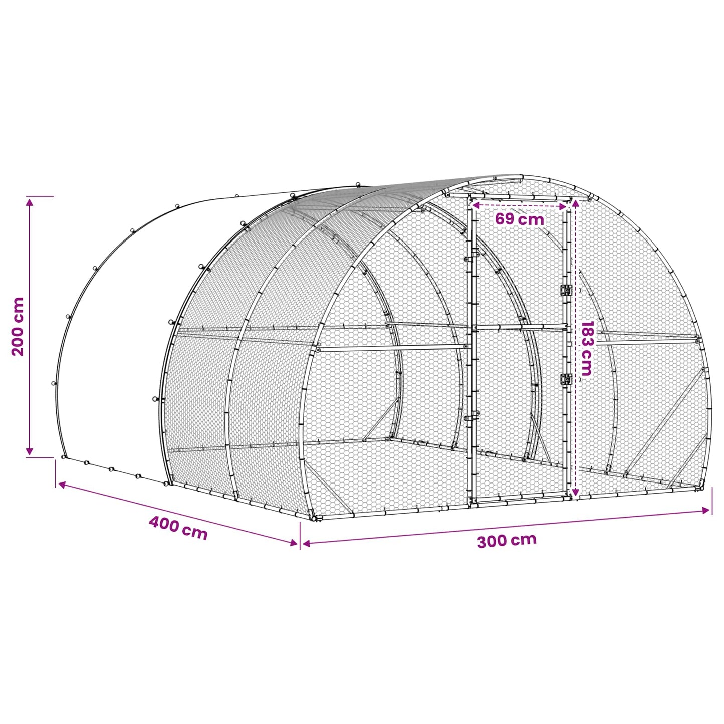 vidaXL Κοτέτσι Ασημί 400 x 300 x 200 εκ Γαλβανισμένος Χάλυβας