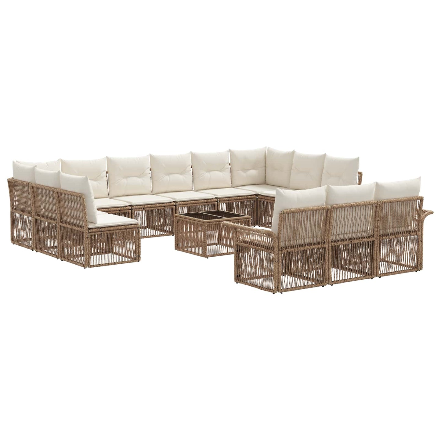 vidaXL Σετ Καναπέ Κήπου 14 pcs Μπεζ συνθετικό ρατάν