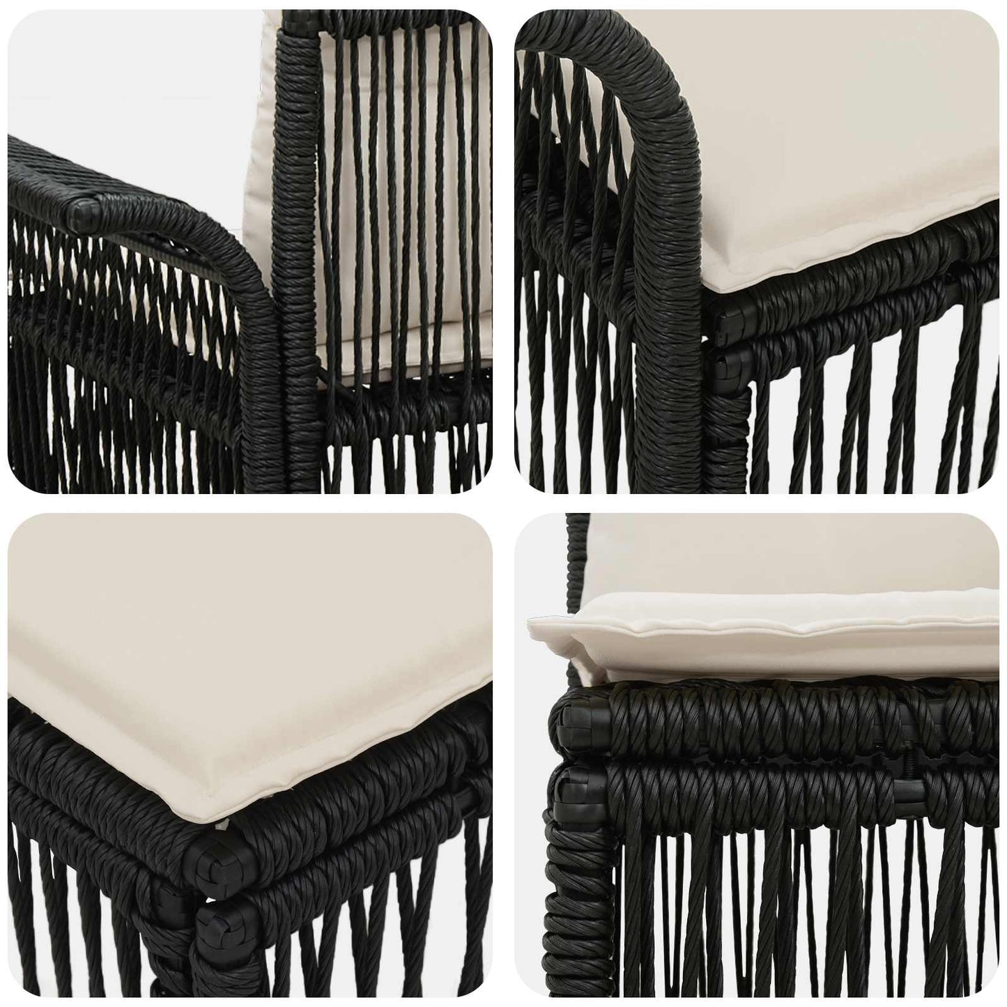 vidaXL Σετ Καναπέ Κήπου 9 pcs Μαύρο και Κρεμ Λευκό συνθετικό ρατάν