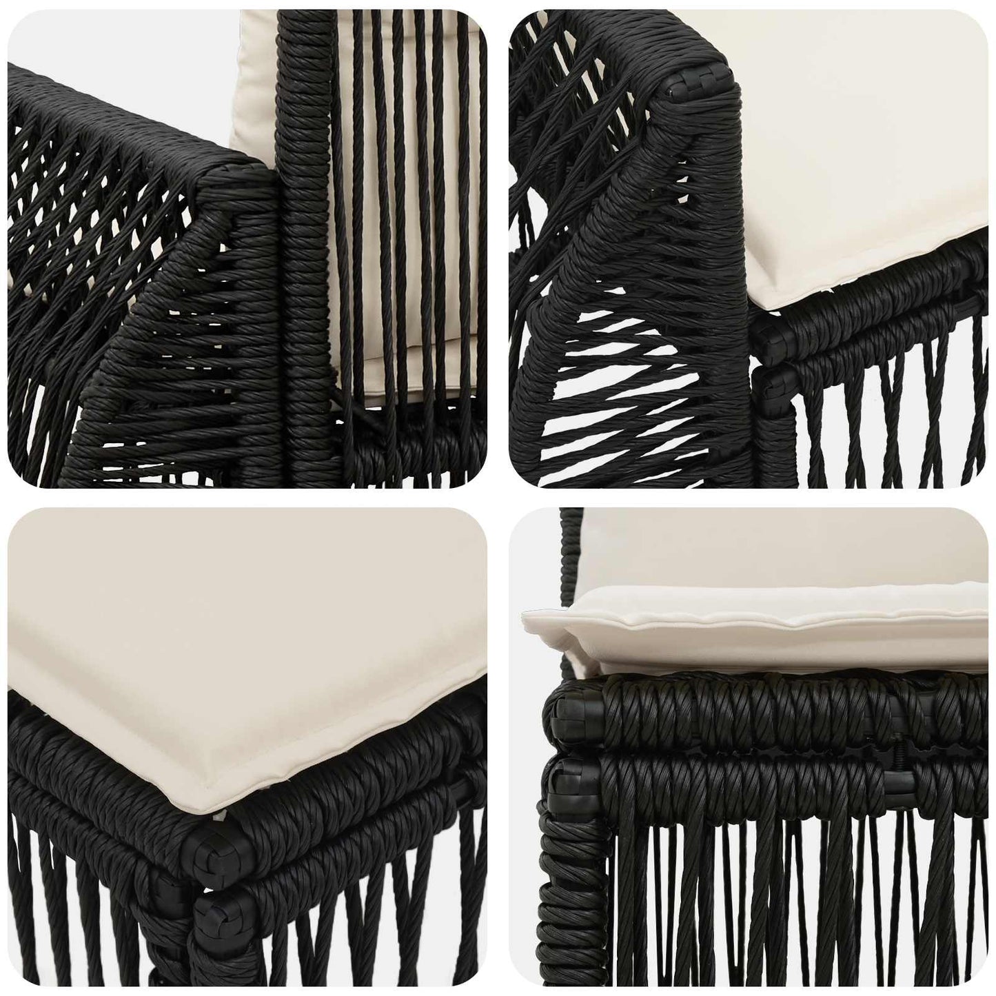 vidaXL Σετ Καναπέ Κήπου 9 pcs Μαύρο και Κρεμ Λευκό συνθετικό ρατάν