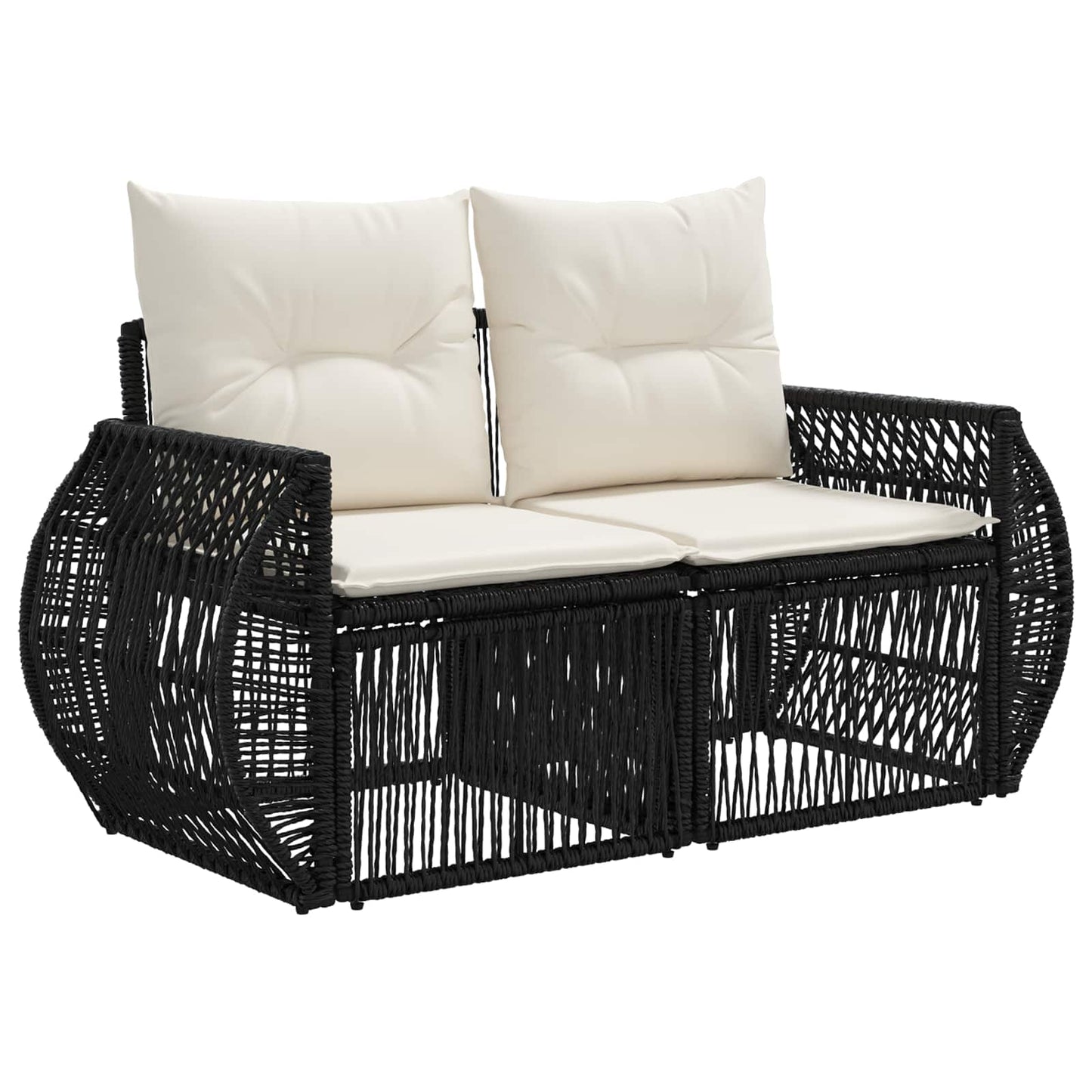 vidaXL Σετ Καναπέ Κήπου 9 pcs Μαύρο και Κρεμ Λευκό συνθετικό ρατάν