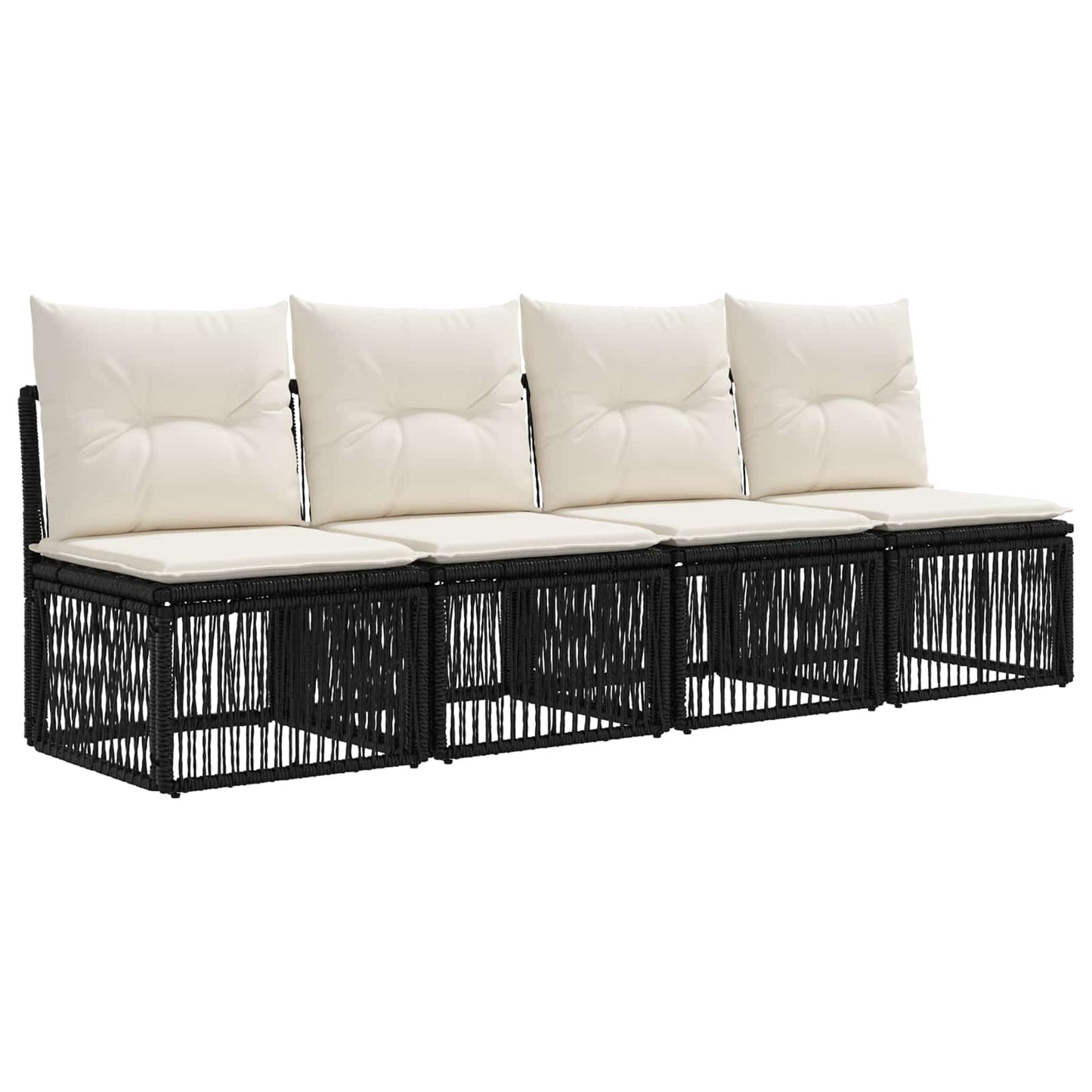 vidaXL Σετ Καναπέ Κήπου 9 pcs Μαύρο και Κρεμ Λευκό συνθετικό ρατάν