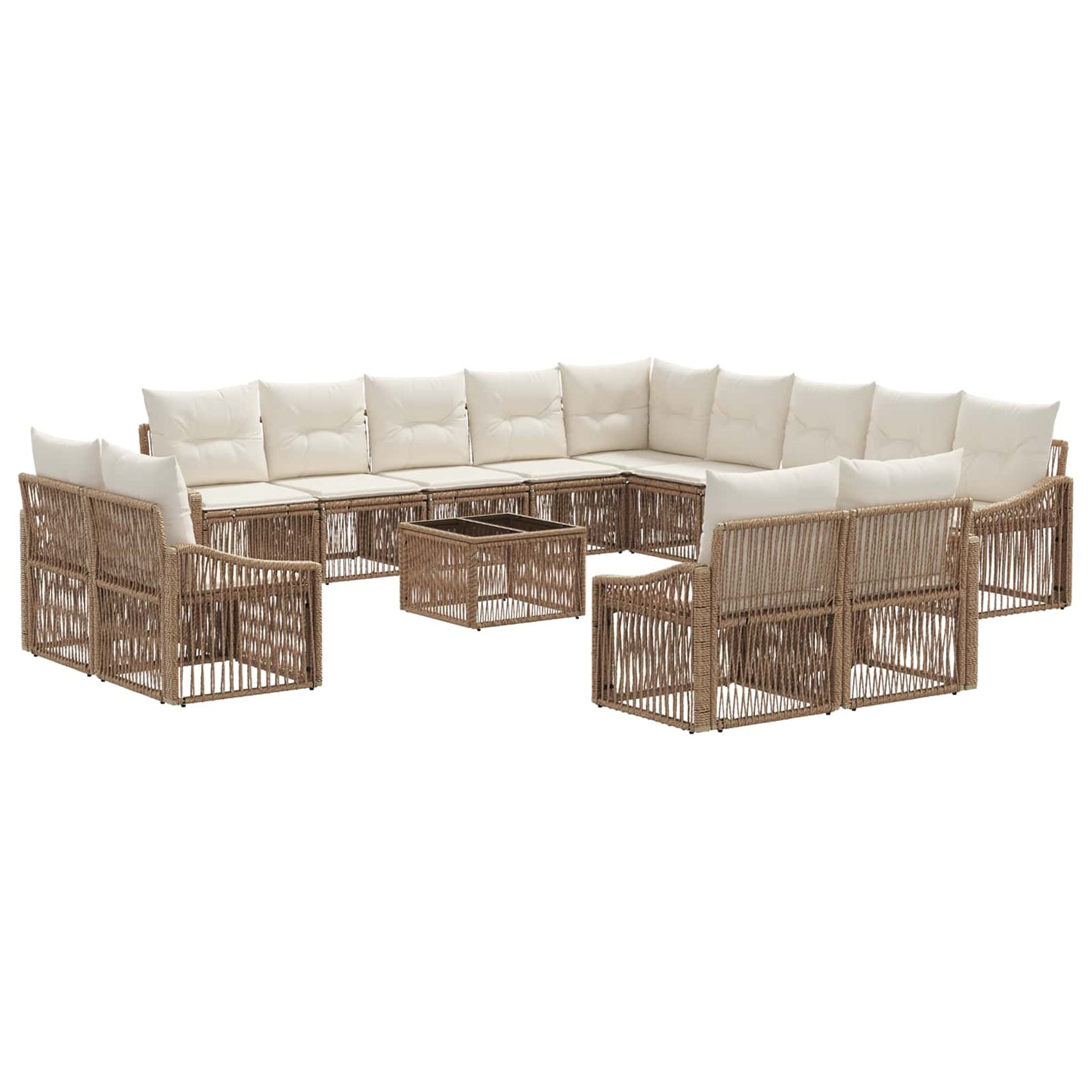 vidaXL Σετ Καναπέ Κήπου 14 pcs Μπεζ συνθετικό ρατάν