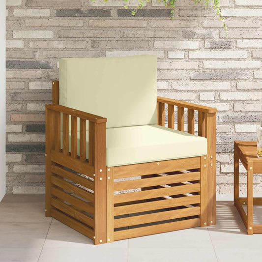 vidaXL Εξωτερικός καναπές Στερεό Ξύλο Ακακίας και Πολυεστέρ Φυσικό