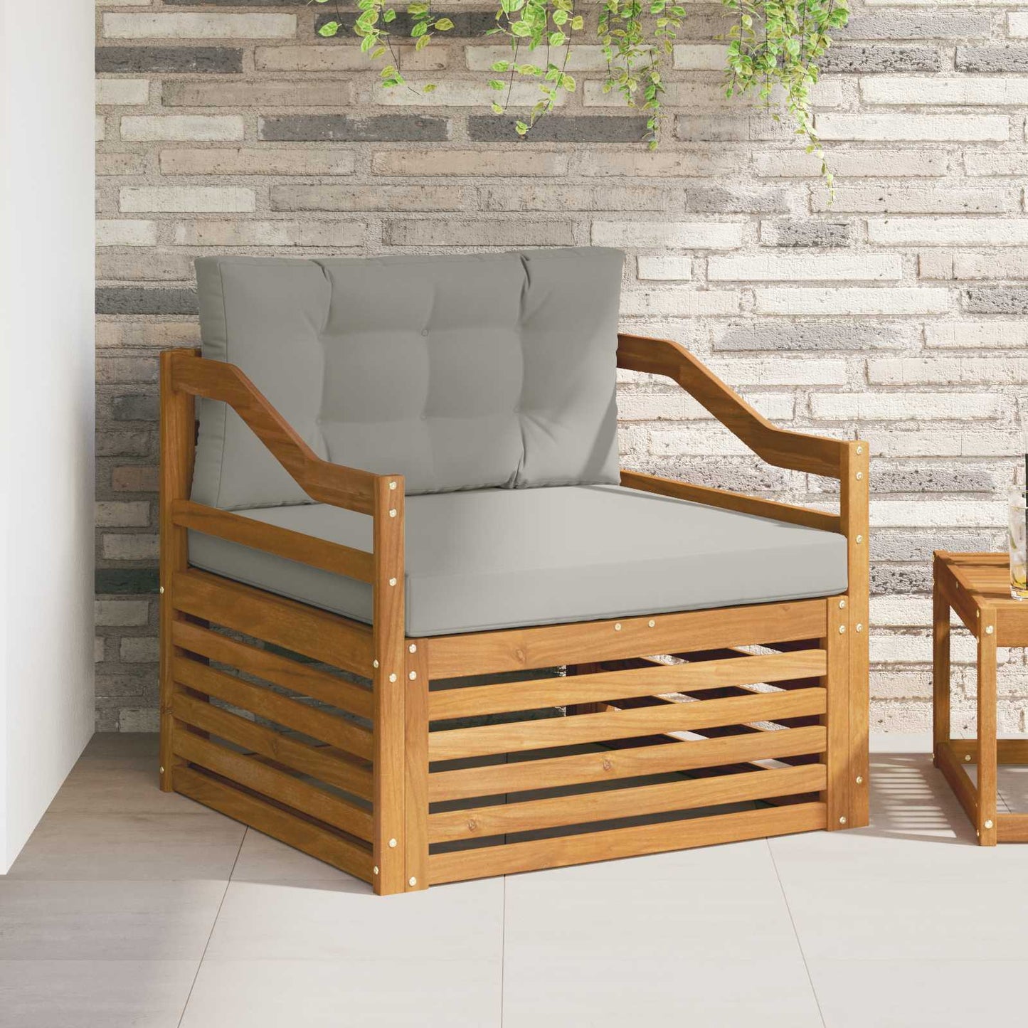 vidaXL Εξωτερικός καναπές Φυσικό και Ανοιχτό Γκρι