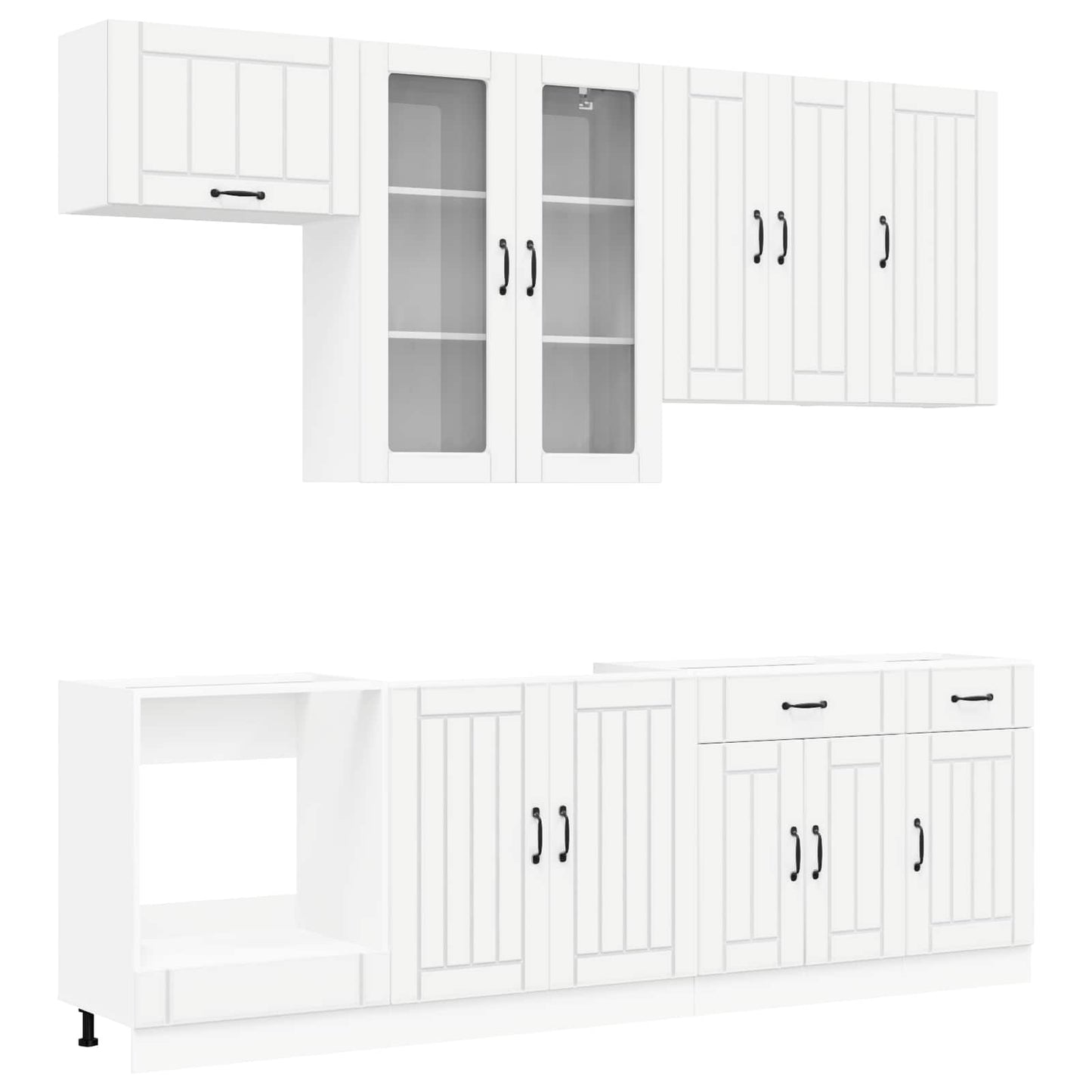 vidaXL Σέτ Ντουλαπιών με συρτάρι 8 pcs Λευκό Επεξεργασμένο ξύλο
