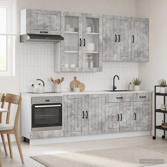 vidaXL Μονάδα κουζίνας LUCCA 8 pcs Γκρι Σκυροδέματος
