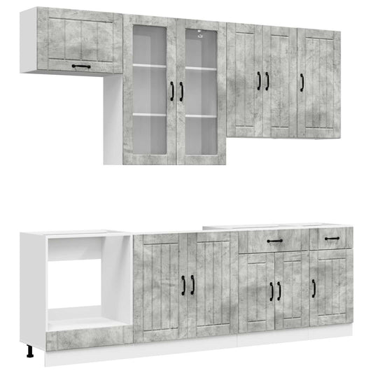 vidaXL Μονάδα κουζίνας LUCCA 8 pcs Γκρι Σκυροδέματος