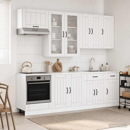 vidaXL Μονάδα κουζίνας LUCCA 8 pcs Γυαλιστερό Λευκό Επεξεργασμένο Ξύλο