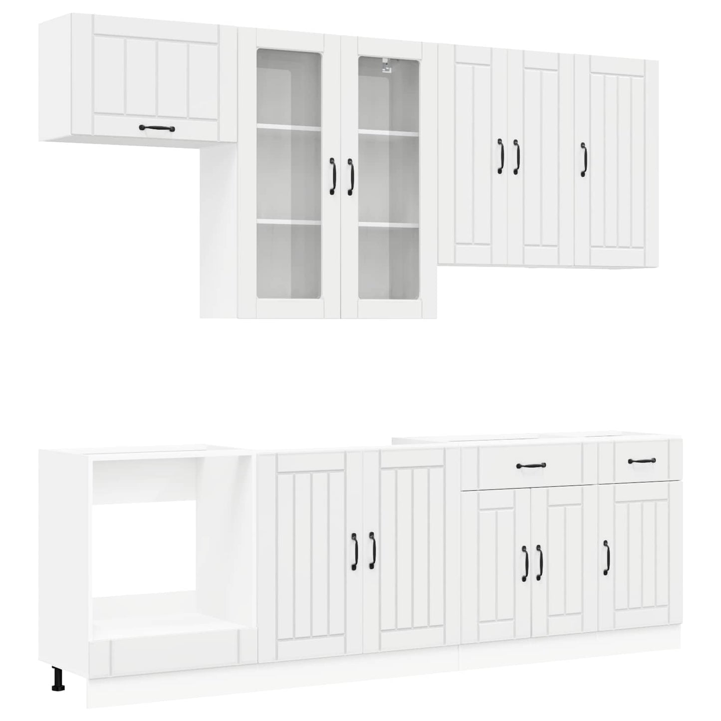 vidaXL Μονάδα κουζίνας LUCCA 8 pcs Γυαλιστερό Λευκό Επεξεργασμένο Ξύλο