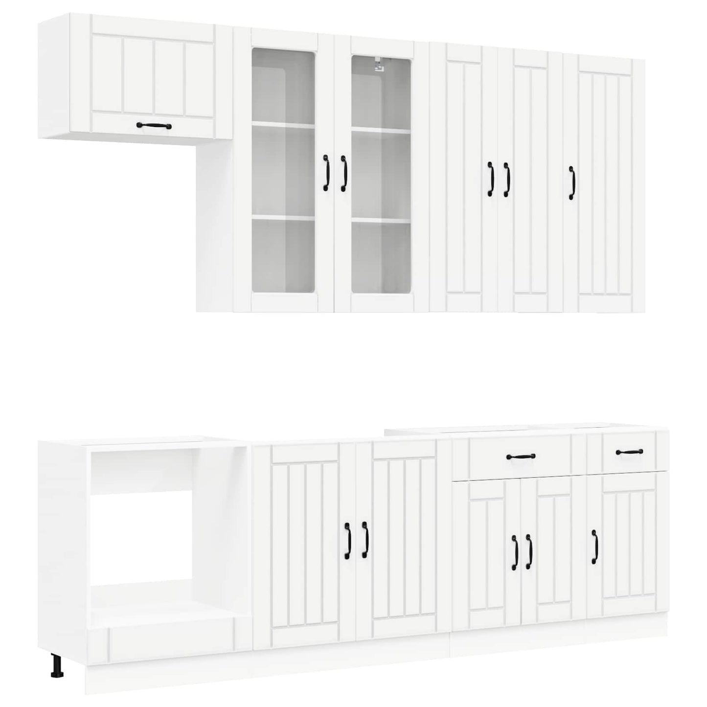 vidaXL Σέτ Ντουλαπιών με συρτάρι 8 pcs Λευκό Επεξεργασμένο ξύλο