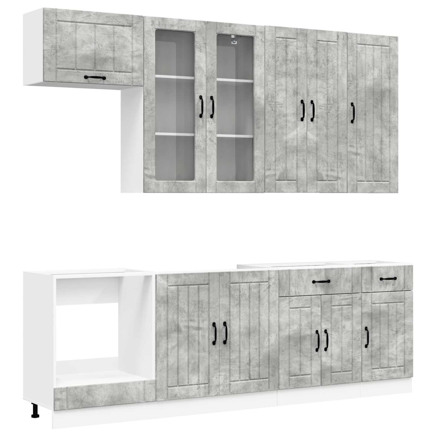 vidaXL Μονάδα κουζίνας LUCCA 8 pcs Γκρι Σκυροδέματος
