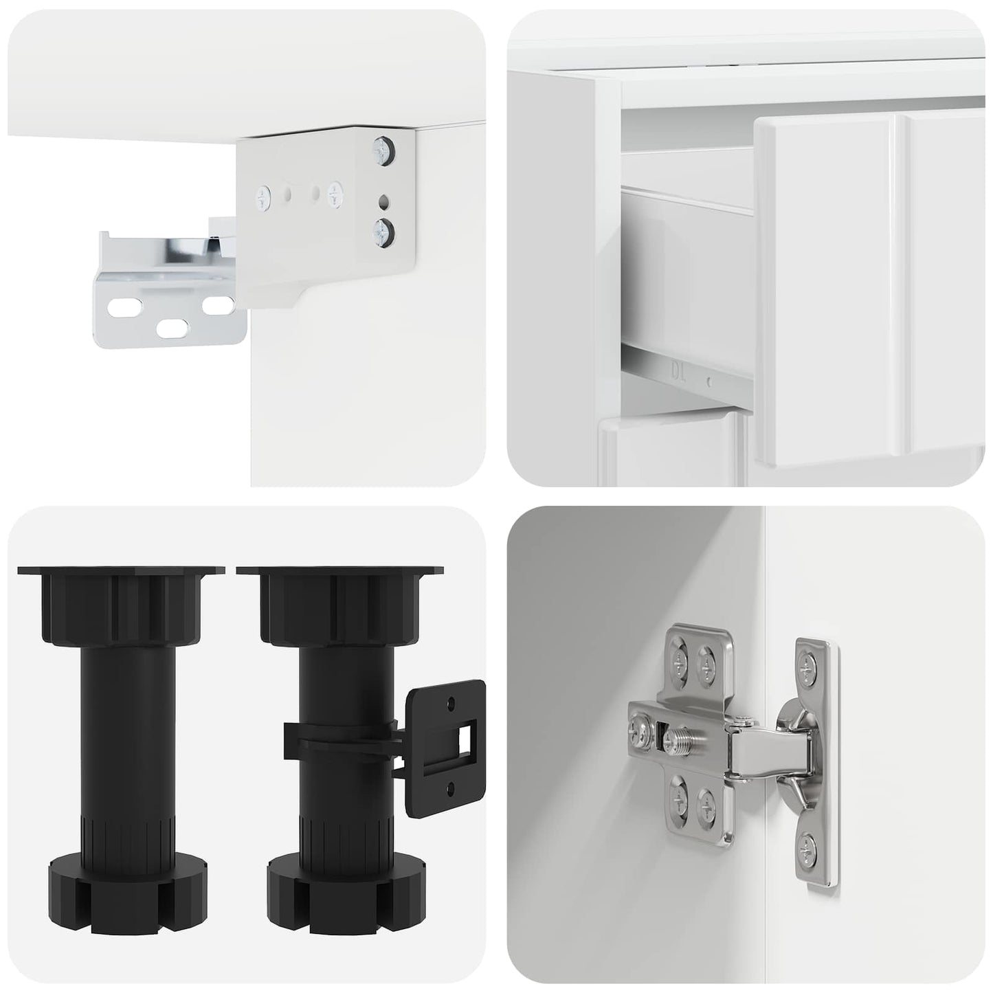 vidaXL Μονάδα κουζίνας LUCCA 8 pcs Γυαλιστερό Λευκό Επεξεργασμένο Ξύλο