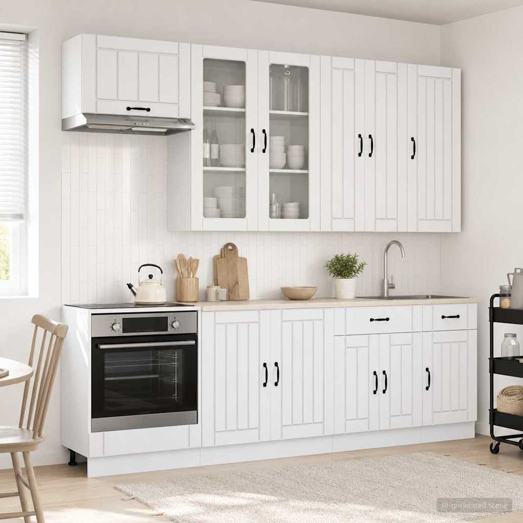 vidaXL Μονάδα κουζίνας LUCCA 8 pcs Γυαλιστερό Λευκό Επεξεργασμένο Ξύλο