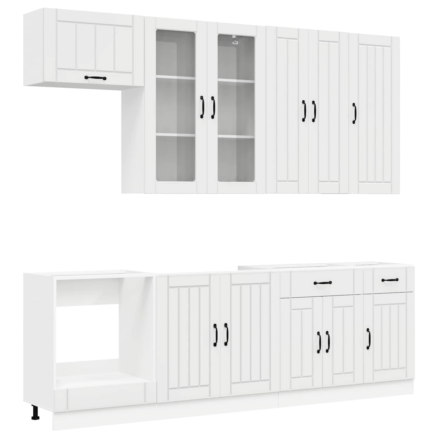 vidaXL Μονάδα κουζίνας LUCCA 8 pcs Γυαλιστερό Λευκό Επεξεργασμένο Ξύλο