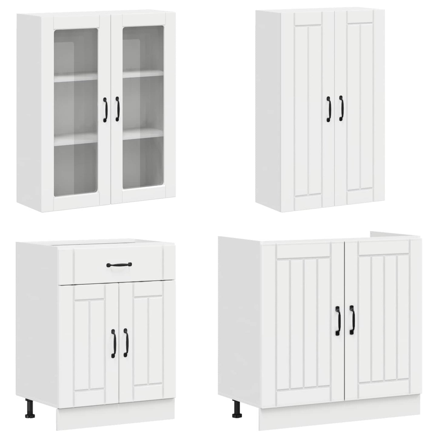 vidaXL Μονάδα κουζίνας LUCCA 8 pcs Γυαλιστερό Λευκό Επεξεργασμένο Ξύλο
