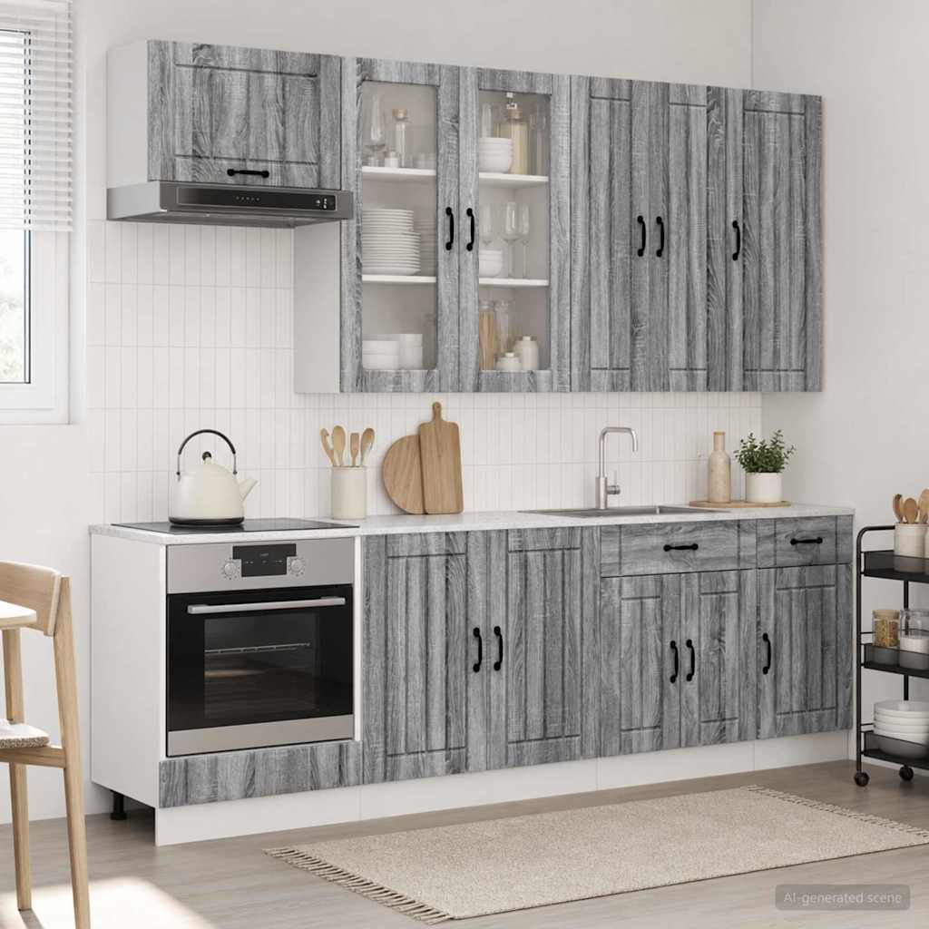 vidaXL Μονάδα κουζίνας LUCCA 8 pcs Γκρι Sonoma Επεξεργασμένο Ξύλο