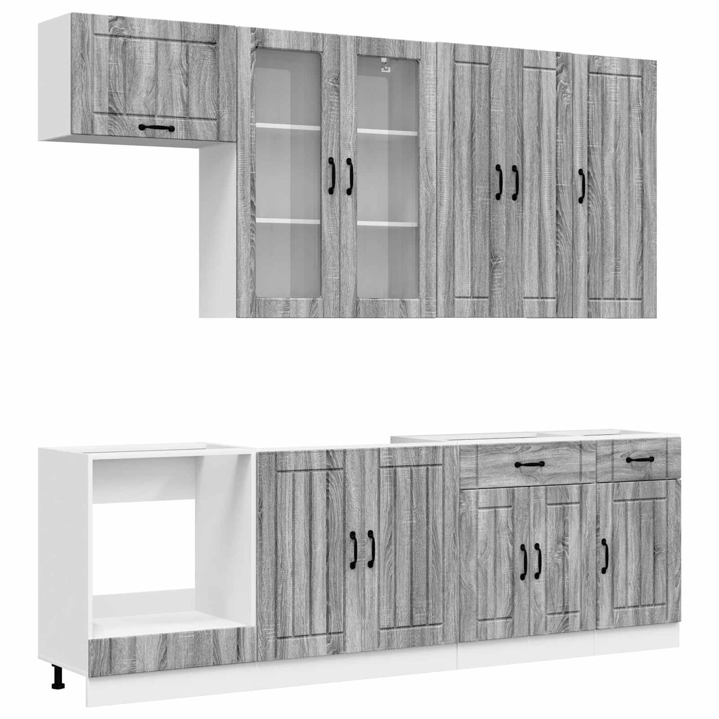 vidaXL Μονάδα κουζίνας LUCCA 8 pcs Γκρι Sonoma Επεξεργασμένο Ξύλο
