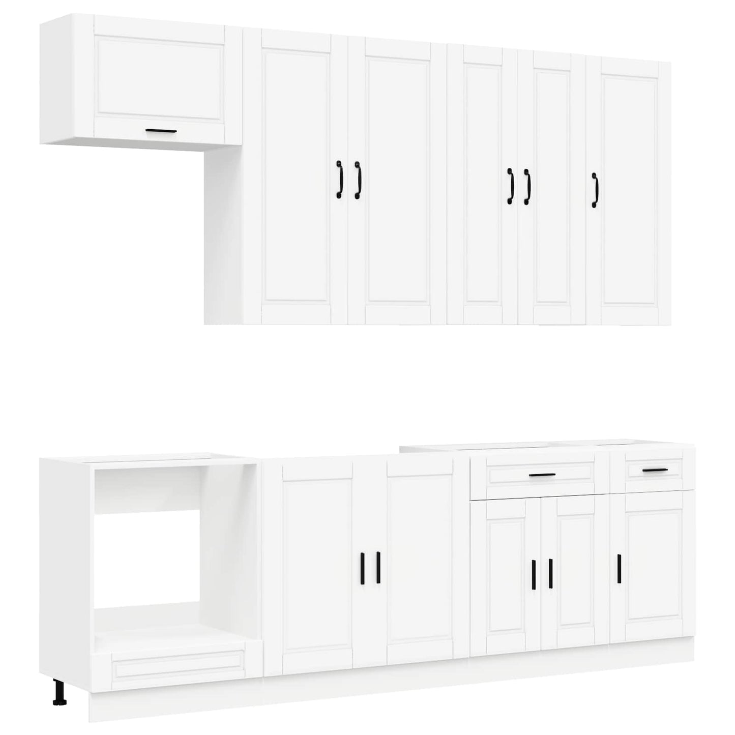 vidaXL Σέτ Ντουλαπιών με συρτάρι 8 pcs Λευκό Επεξεργασμένο ξύλο