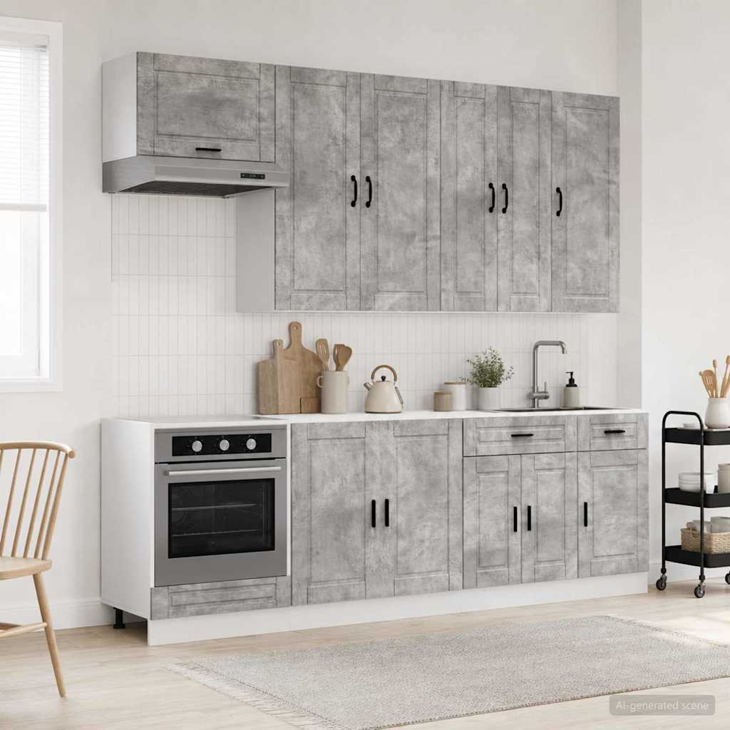vidaXL Μονάδα κουζίνας PORTO 8 pcs Γκρι Σκυροδέματος